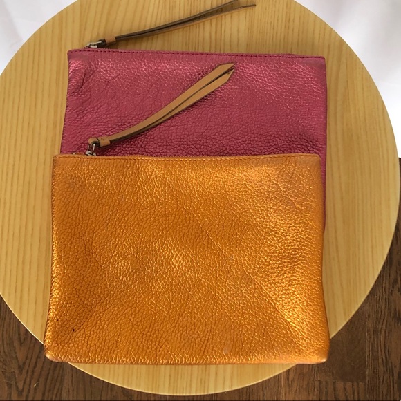 Banana Republic Handbags - Banana Republic leather orange and pink pouch